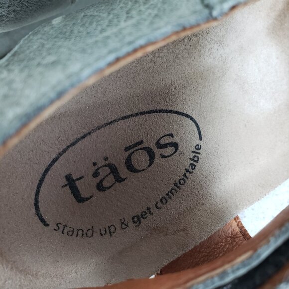 TAOS Carousel 2 Cork Wedge Leather Sandal Gray size 38 US 7/7.5 Lagenlook Boho - Picture 5 of 16